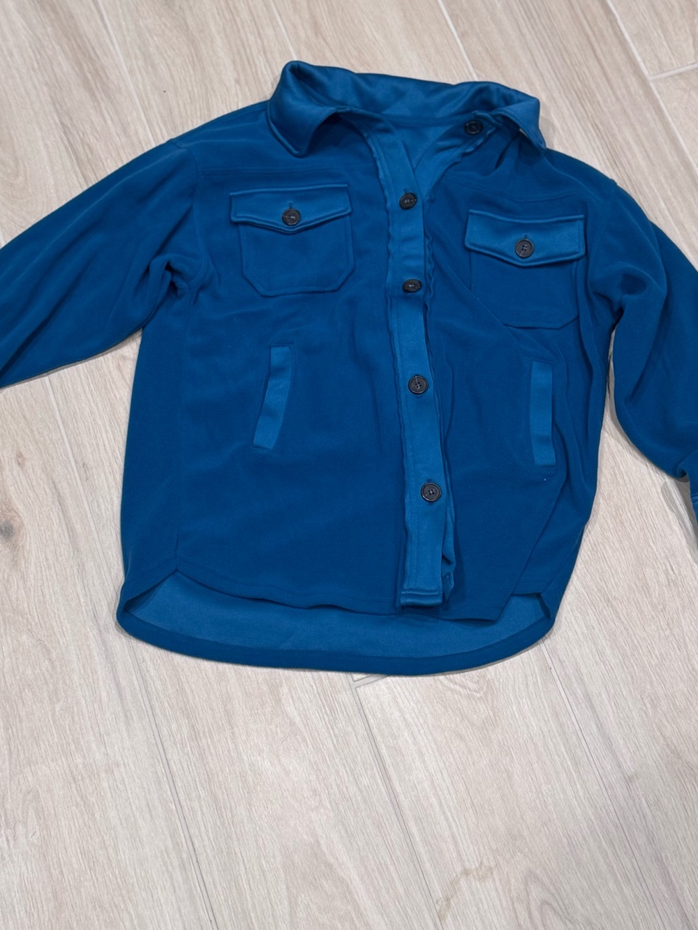 Zenana Outfitters Teal Fleece Button Jacket